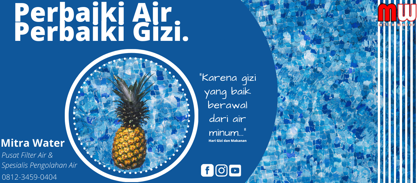 Perbaiki Air Perbaiki Gizi, Banner Mitra Water, Pusat Filter Air Surabaya dalam rangka hari gizi nasional