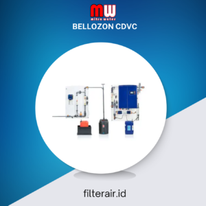 Unit sterilisasi air BelloZon CDVc dengan bodi stainless steel, dipasang pada sistem pengolahan air industri.
