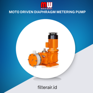 Motor driven pumps ProMinent META dengan penggerak motor dan diafragma, berwarna oranye, digunakan untuk aplikasi industri pengolahan air dan kimia