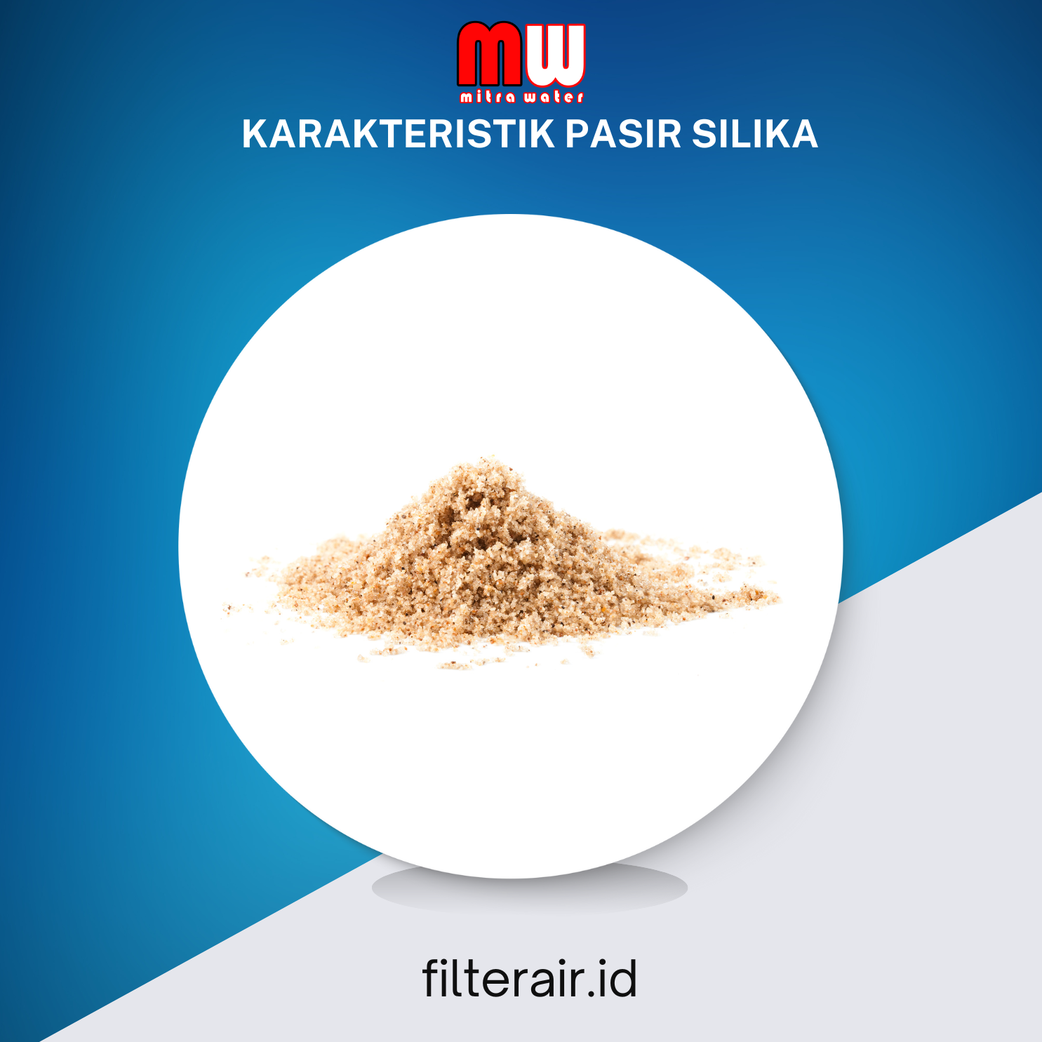 Distribusi pasir silika mesh 16–30 untuk kebutuhan filter air dan pengecoran.