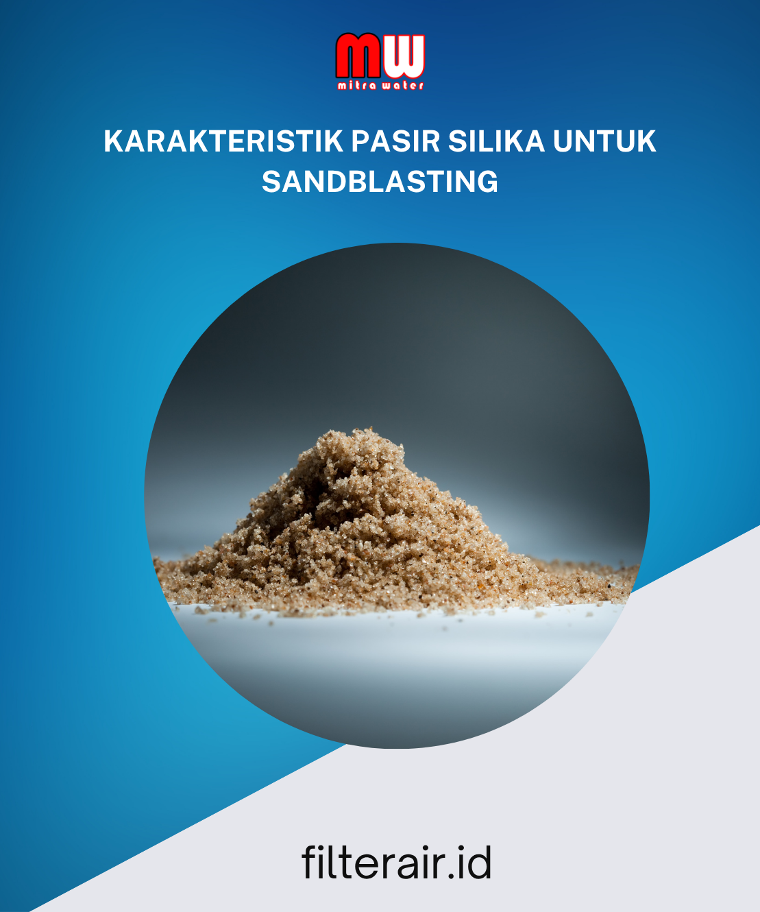 Butiran pasir silika dalam berbagai ukuran mesh untuk aplikasi sandblasting industri